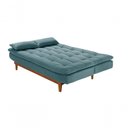Ver imagem 5 de Sofá Cama Dubai 3 Lugares Império Reclinável Casal Pés Madeira Madero Azul Turquesa 362