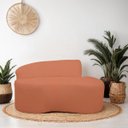 Ver imagem 2 de Sofá Curvo 2 Lugares Feijão Orgânico Divã Suede Terracota + Brindes