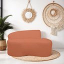 Ver imagem 3 de Sofá Curvo 2 Lugares Feijão Orgânico Divã Suede Terracota + Brindes