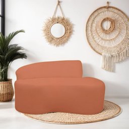 Sofá Curvo 2 Lugares Feijão Orgânico Divã Suede Terracota + Brindes - 3