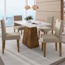 Ver imagem 1 de Conjunto Sala de Jantar Mesa Manuele 4 Cadeiras Giovana Espresso Móveis