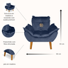 Poltrona Sofazinho Mini Infantil em Suede para Criança Azul Marinho - 4