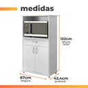 Ver imagem 3 de Armário Alto para Cozinha com Nicho para Micro-Ondas 2 Portas 1 Gaveta Branco - Notável Móveis