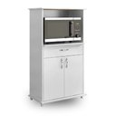 Ver imagem 1 de Armário Alto para Cozinha com Nicho para Micro-Ondas 2 Portas 1 Gaveta Branco - Notável Móveis