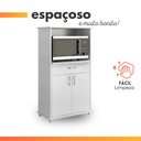 Ver imagem 5 de Armário Alto para Cozinha com Nicho para Micro-Ondas 2 Portas 1 Gaveta Branco - Notável Móveis