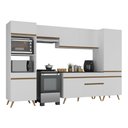 Ver imagem 2 de Armário Cozinha Modulada Completa 314cm com Balcão Veneza Multimóveis Mp3757 Branco/dourado