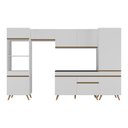 Ver imagem 5 de Armário Cozinha Modulada Completa 314cm com Balcão Veneza Multimóveis Mp3757 Branco/dourado