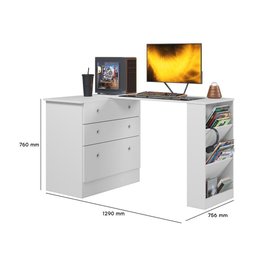 Cômoda com Mesa Giratoria Gamer Branco - Qmovi - 6