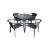 Conjunto Mesa Vidro Quadrado 80x80cm 4Cadeir+Guarda-Sol Poliéster St55743 Ndi - 1
