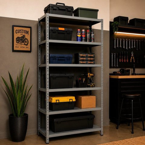 Estante Prateleira Aço Premium 6 Bandejas com Reforço 177cm x 92 cm X 30 cm Cinza - Rede Móveis