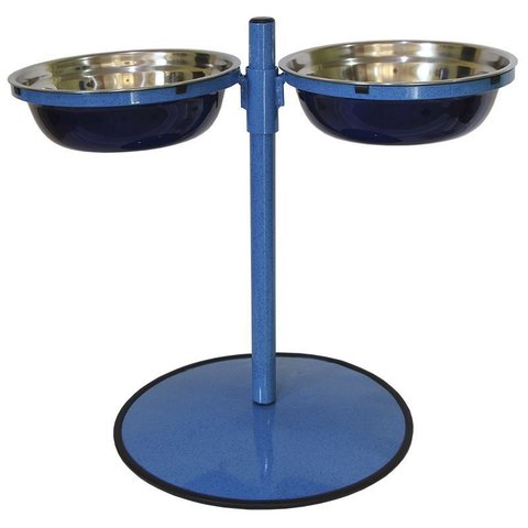 Comedouro Grande Duplo Inox Altura Regulável Gastrobel Azul