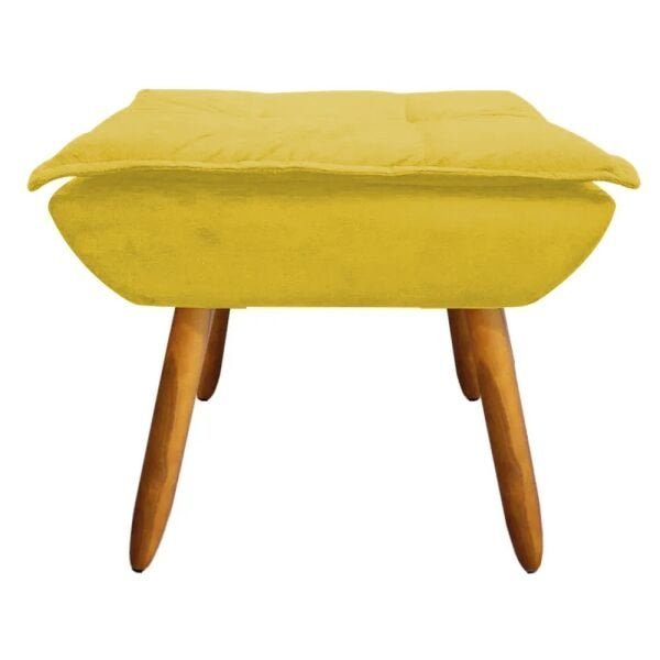 Puff Opala para Quarto Recepção Salao Descanso Sala de Estar Decorativa King Lar Suede Amarelo - 1