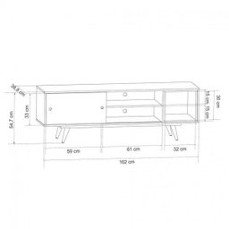 Rack para TV até 55 Polegadas 1 Porta Retrô 50 - 3 Rack para TV até 55 Polegadas 1 Porta Retrô 50 - 3
