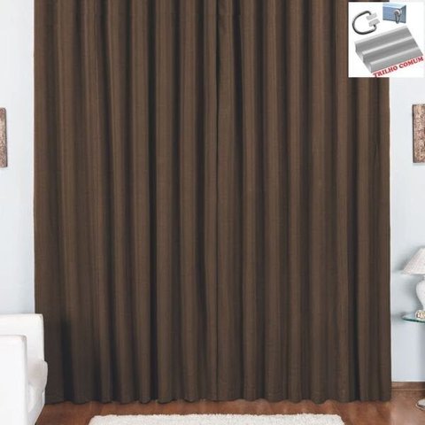 Cortina Pryme 3 Metros Sala Quarto em Oxford para Trilho Comum - Tabaco