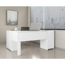 Ver imagem 1 de Conjunto Para Escritório 2 Peças com Escrivaninha em L e Armário Multiuso 4 portas Branco Notá