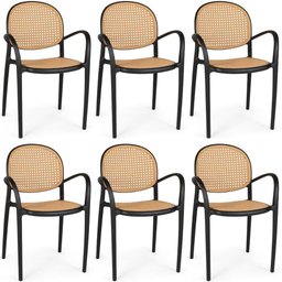 Kit 6 Cadeiras de Jantar Roma com Braço para Sala e Cozinha - Preto - 1