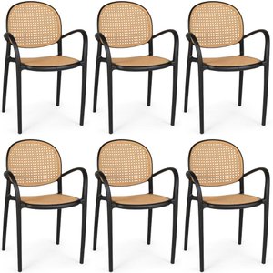 Kit 6 Cadeiras de Jantar Roma com Braço para Sala e Cozinha - Preto
