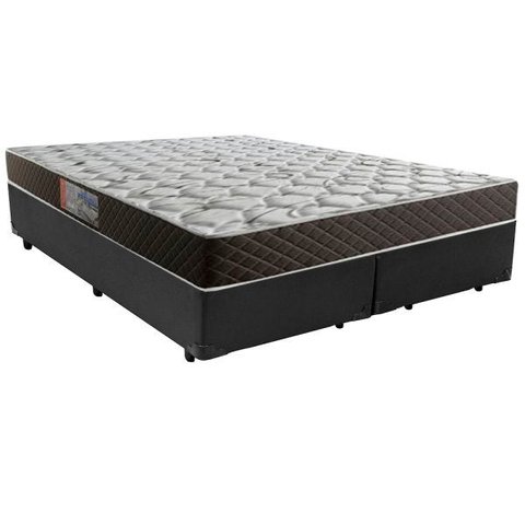 Cama Box Queen Colchão Mola Ensacada Acolchões + Box Sintético 68x158x198 - Cinza