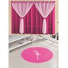 Kit Decoração para Quarto Criança = Cortina Filó + Tapete Pelucia Bailarina Pink - 1