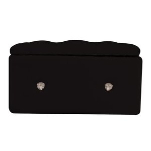 Mini Baú Porta Jóia Suede Botão Cristal Madri Preto Dimazza Móveis Mini Baú Madri