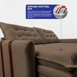 Sofá Baú sem Caixa Retrátil 2,00m Softgel Petit Boucle Marrom Cama Inbox - 2