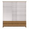 Guarda-roupa Casal 5 Portas Espelhos 6 Gavetas Off White/freijó Prata Madeira Pinus com Mdf - Finest - 4
