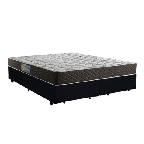 Cama Box Queen Colchão Mola Bonnel Acolchões + Box Suede 68x158x198 - Preto