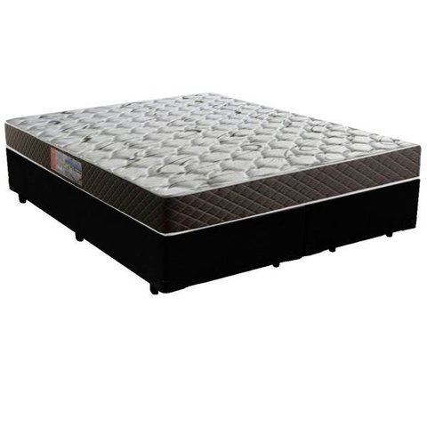 Cama Box Queen Colchão Mola Bonnel Acolchões + Box Sintético 68x158x198 - Preto
