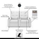 Ver imagem 4 de Poltrona do Papai Reclinável Cinema 2 Lugares Manual Baú Usb Haifa F05 Facto Branco - Lyam Decor