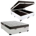 Ver imagem 1 de Cama Box Baú Queen Colchão Mola Bonnel Acolchões + Box Sintético 63x158x198 - Branco