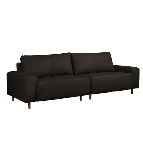 Sofá Decorativo Sala de Estar Metropole 4 Lugares 260cm Bipartido Couro Capuccino - Mozzelar