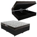 Ver imagem 1 de Cama Box Baú Queen Colchão Mola Bonnel Acolchões + Box Suede 67x158x198 - Preto