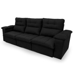 Sofá Retrátil/Reclinável Verona 2,30M Suede Velut Preto com Molas No Assento - King House - 5