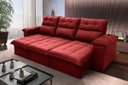 Ver imagem 1 de Sofá Retrátil/Reclinável Verona 2,30M Suede Velut Vermelho com Molas No Assento - King House