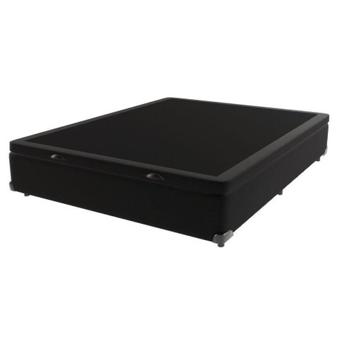 Base Box Baú Casal Preto de Madeira 138cm Kazamix