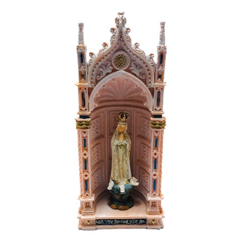 Capela Imagem Nossa Senhora de Fátima Resina 20 Cm
