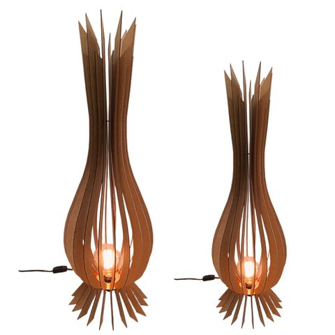 Luminária de Chão Santa Maria Mdf Luminária -:marrom/kit com 2 - 90x28cm e 75x23cm