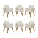Ver imagem 1 de Kit 06 Poltronas Decorativa Recepção Oferta Courino Balaqui Cor:Courino Bege