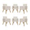 Kit 06 Poltronas Decorativa Recepção Oferta Courino Balaqui Cor:Courino Bege - 1