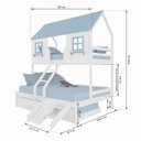 Ver imagem 3 de Treliche Casal/ Solteiro Casinha Encantada com Kit Escada/ Escorregador Madeira Maciça Branco/ Azul