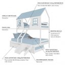 Ver imagem 4 de Treliche Casal/ Solteiro Casinha Encantada com Kit Escada/ Escorregador Madeira Maciça Branco/ Azul