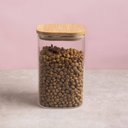 Ver imagem 2 de Kit 2 Potes de Vidro Hermético 1100ml Tampa Bambu Quadrado Oikos Borea Cozinha Mantimentos Temperos