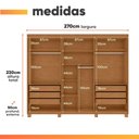 Ver imagem 3 de Guarda Roupas Casal 6 Portas 6 Gavetas Reflecta com LED 100% MDF Sulivan