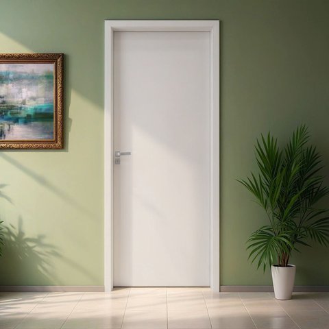 Kit Porta de Madeira 210x62cm Batente 7,5cm Lisa Primer Uniportas Abertura Direita