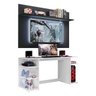 Mesa Gamer com Painel Tv 55 Polegadas e Prateleira Guilda Plus Multimóveis Branco/preto - 2