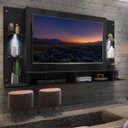 Ver imagem 3 de Painel com Suporte Tv até 60 Polegadas e 2 Leds Prateleiras de Vidro Vegas Multimóveis Preto