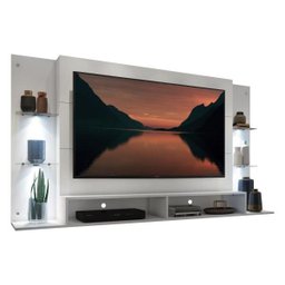 Painel com Suporte TV até 60 Polegadas e 4 LEDs Prateleiras de Vidro Vegas Multimóveis Branco - 2