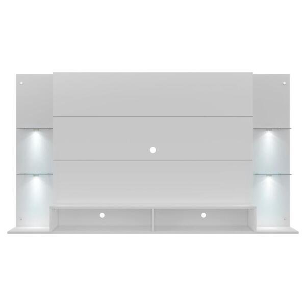 Painel com Suporte TV até 60 Polegadas e 4 LEDs Prateleiras de Vidro Vegas Multimóveis Branco - 7