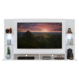 Painel com Suporte Tv até 60 Polegadas e 2 Leds Prateleiras de Vidro Vegas Multimóveis Branco - 6 Painel com Suporte Tv até 60 Polegadas e 2 Leds Prateleiras de Vidro Vegas Multimóveis Branco - 6