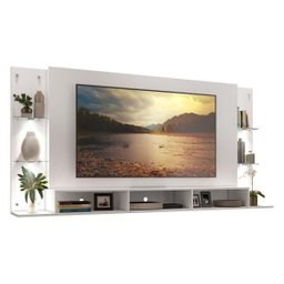 Painel TV 65 Polegadas com 4 LEDs e Prateleiras de Vidro Vegas Premium Multimóveis Branco - 3